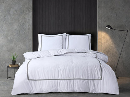 Duvet Cover Set with Barat Embroidery - White - Bedding Park