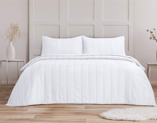 Quilted Stripe Bedspread - White - Bedding Park